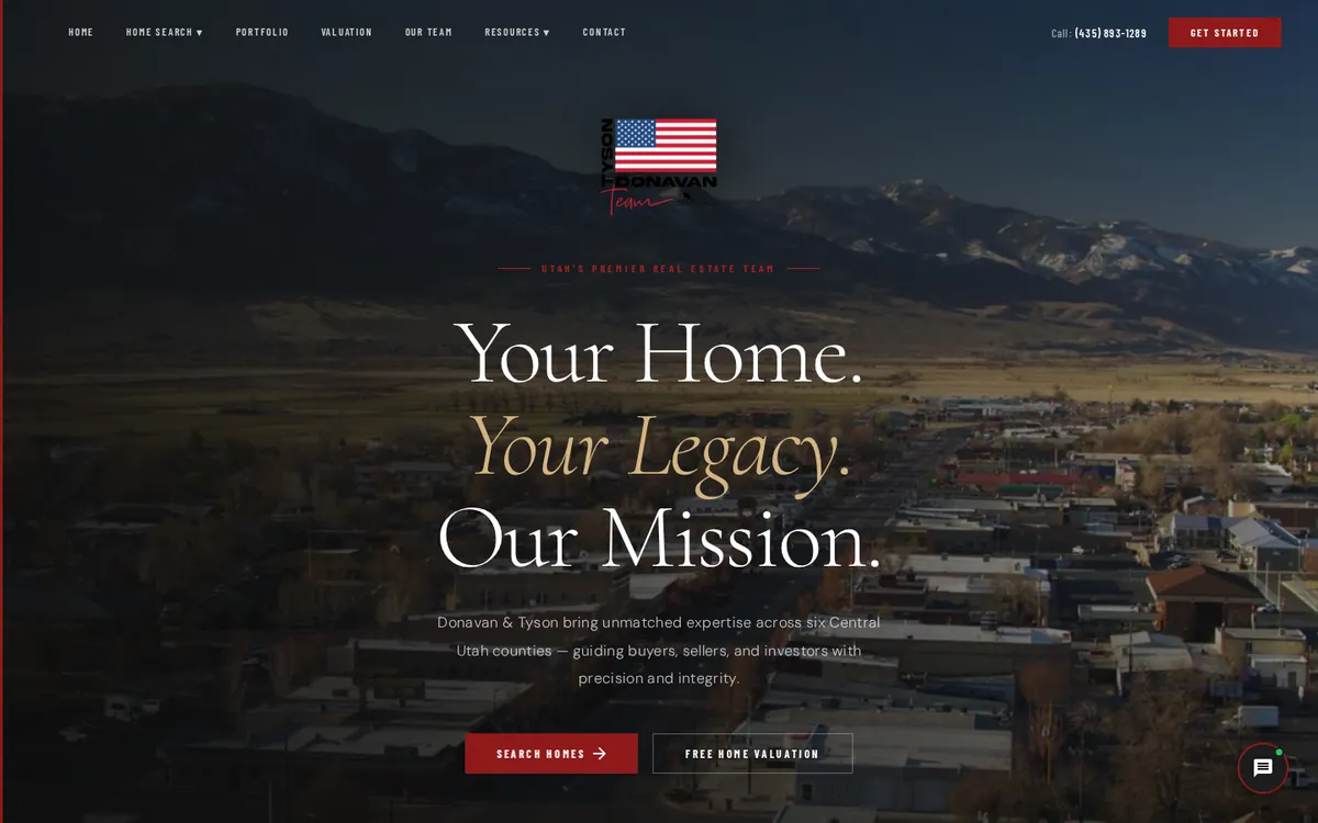 Homepage of the Donavan & Tyson Team website