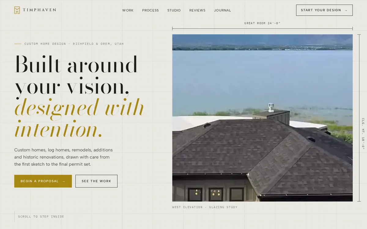 Homepage of the TimpHaven Design website